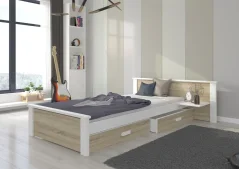 Postel ALDEX SHELF 180x80 – sonoma (139 x 72) cm – 2 zásuvky na lůžkoviny místo další komody