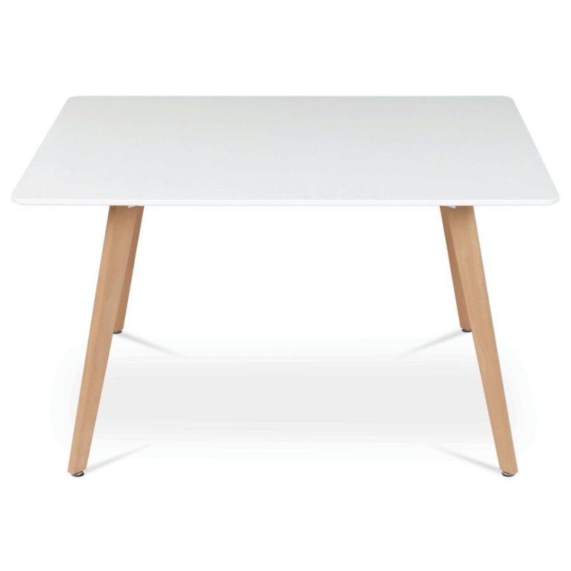 Jídelní stůl 120x80x74 cm, MDF, bílý matný lak, masiv buk