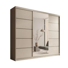 Posuvná skříň Etna 250 kašmír (250 x 215) cm – 12 polic pro přehledné uložení