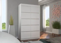 Skříň posuvná BENISSO 120 bílá – černá (120 x 200) cm – 6 polic pro přehledné uložení