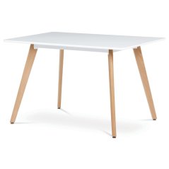 Jídelní stůl, MDF, bílý matný lak, masiv buk (120 x 80) cm