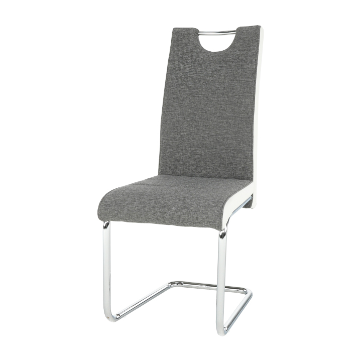 Židle, látka šedá / ekokůže bílá / chrom, Izma DOPRODEJ*