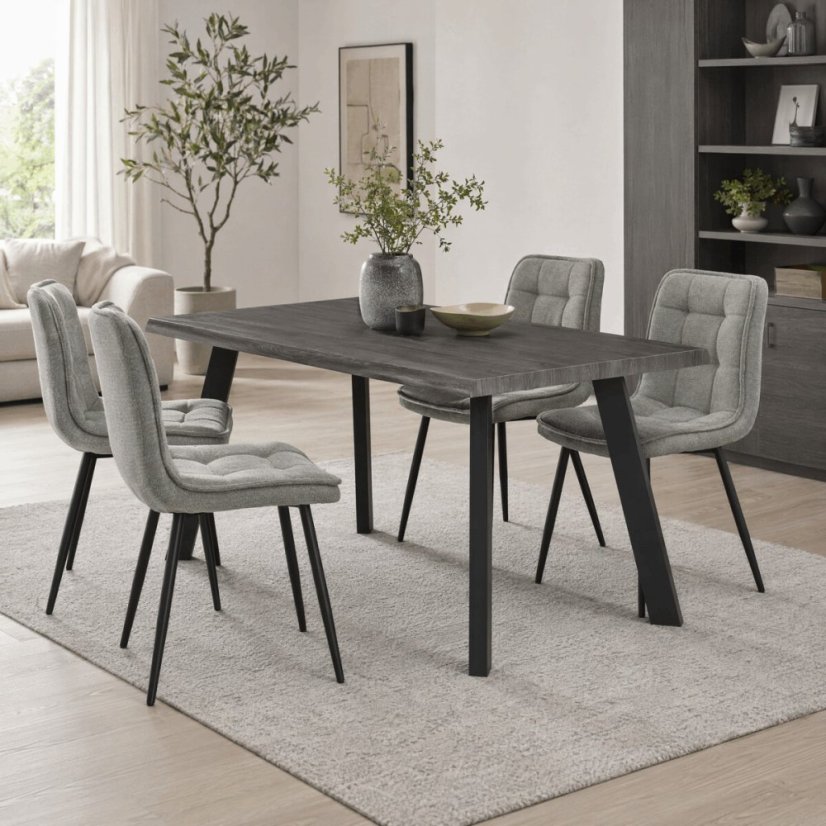 Jídelní stůl 140x80cm, mdf, šedý dub, HT-F4514 GREY - Barva (vyberte): hnědá#eup349729euv2