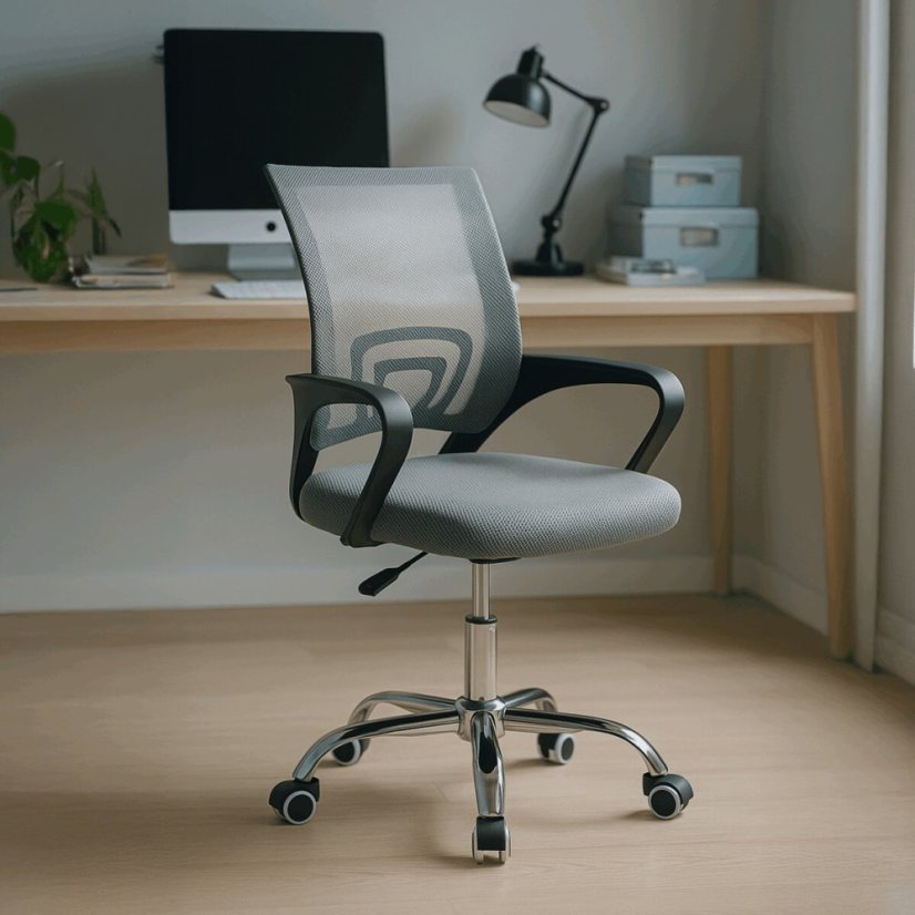 Dětská židle, výškově nastavitelná, šedá síťovina, KA-L103 GREY