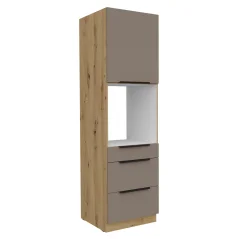 Vysoká skříňka na vestavnou troubu FRISBO 60 DPS-210 3S1F, sandgrau/dub artisan (60 x 210) cm