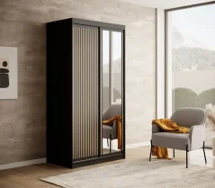 Posuvná skříň Delia 100 černá (100 x 205) cm – 5 polic pro přehledné uložení