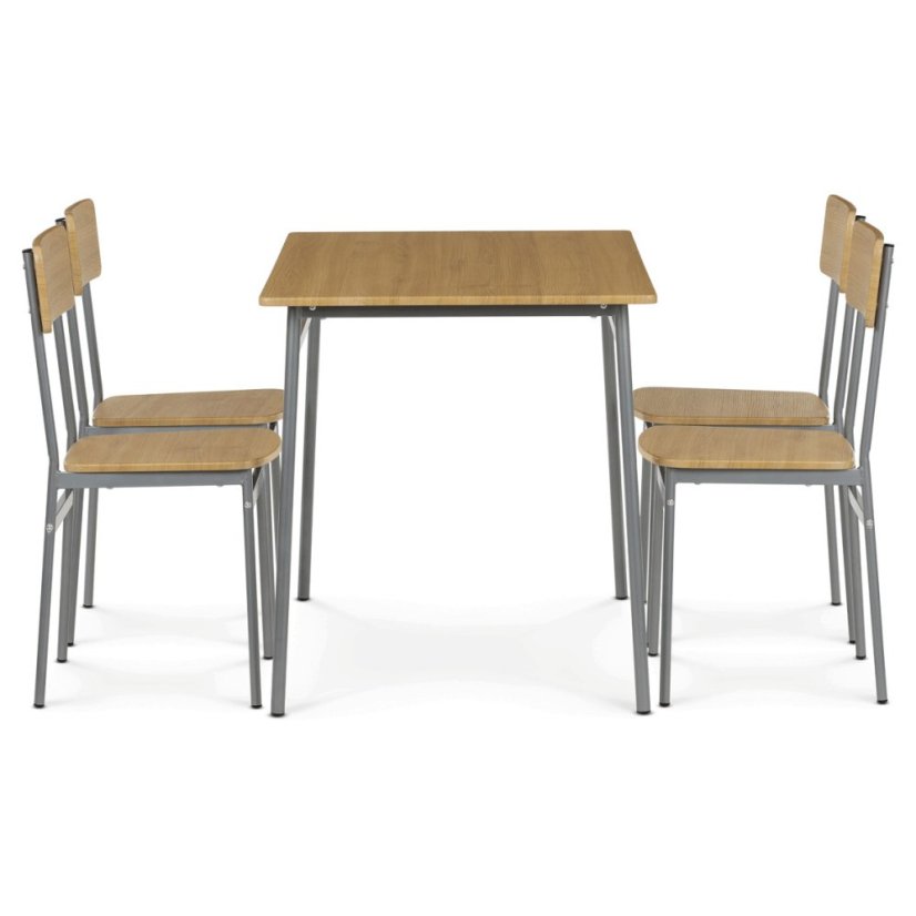 Jídelní set s 4 židlemi, 110x70x76cm, mdf, divoký dub, AUT-O2156 OAK - Barva: bílá#eup349669euv3