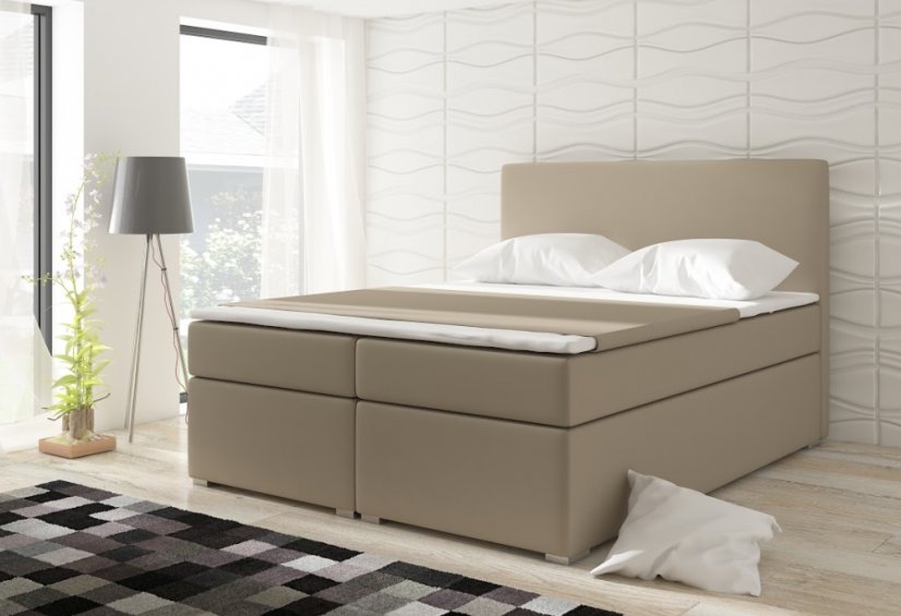 Kontinentální postel Boxspring DIANA béžová ekokůže - Vyberte rozměry: 160  x 200 cm