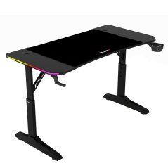 Pevný herní stůl LT-H1212 BK, RGB LED, výběr výšky, melamin, carbon (120 x 60) cm