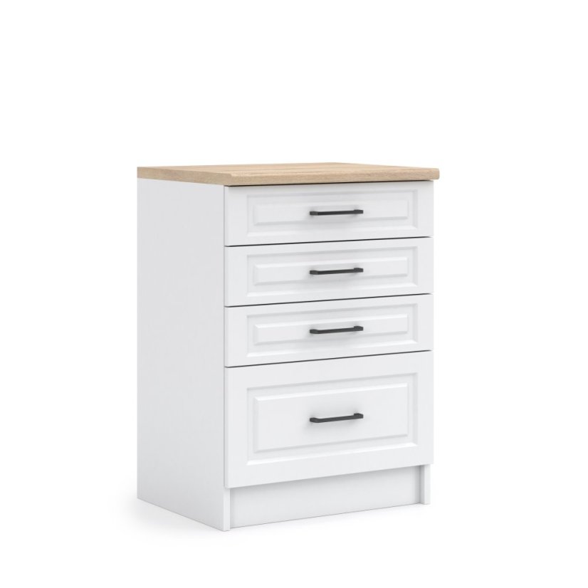 Kuchyňská skříňka ASTA, 4 šuplíky spodní 60cm, bílá mat