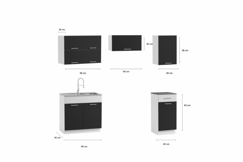 Kuchyňská linka DIAMOND 180x120 červený lesk - Vyberte rozměry: 180 cm