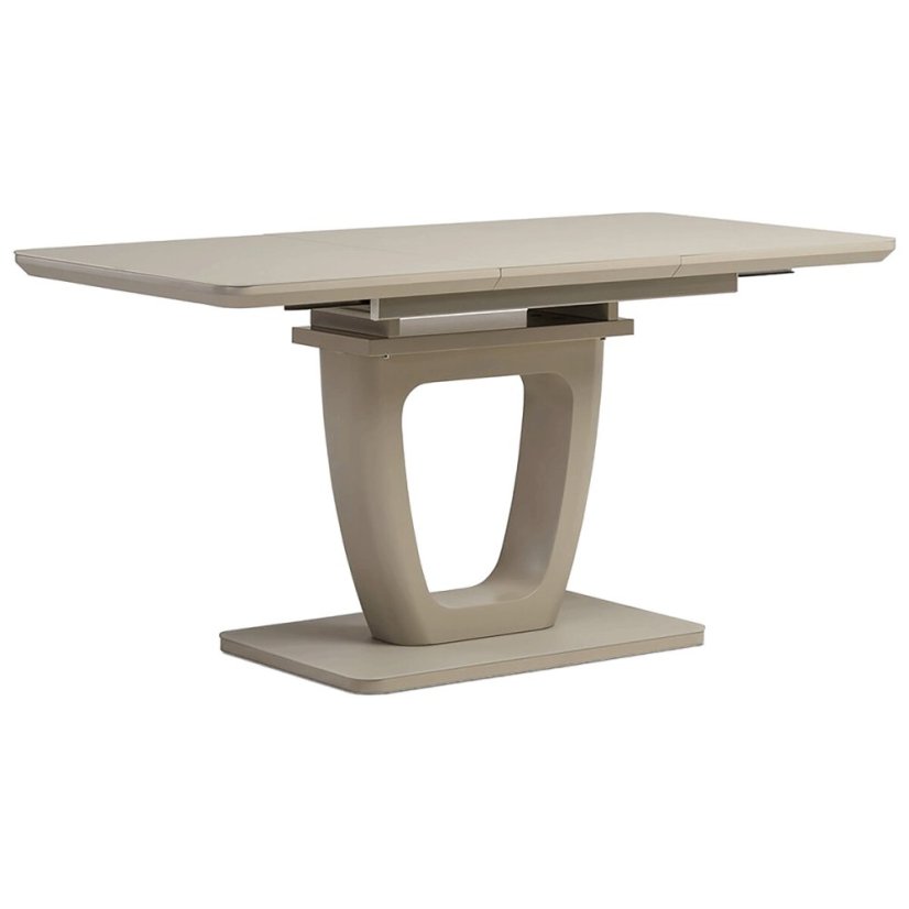 Jídelní stůl 110+40x75 cm, cappuccino 4 mm skleněná deska, MDF, cappuccino mat