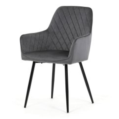 Jídelní židle, šedá, sametová látka, DCH-215 GREY4