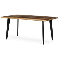Stůl jídelní, 160x90x75 cm, MDF deska, dekor staré dřevo, kov, černý lak