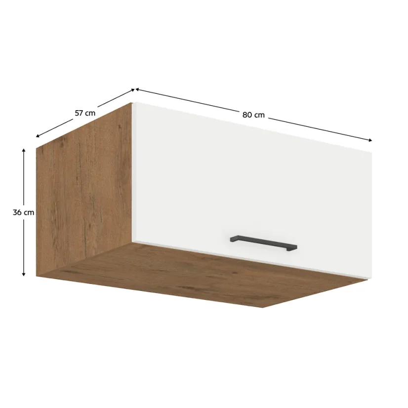 Horní skříňka, VEGA 80 Nagu-36 1F, dub lancelot / bílá extra vysoký lesk HG (80 x 36) cm