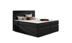 Kontinentální postel Boxspring MARIO černá ekokůže – vysoký násed cca 66 cm