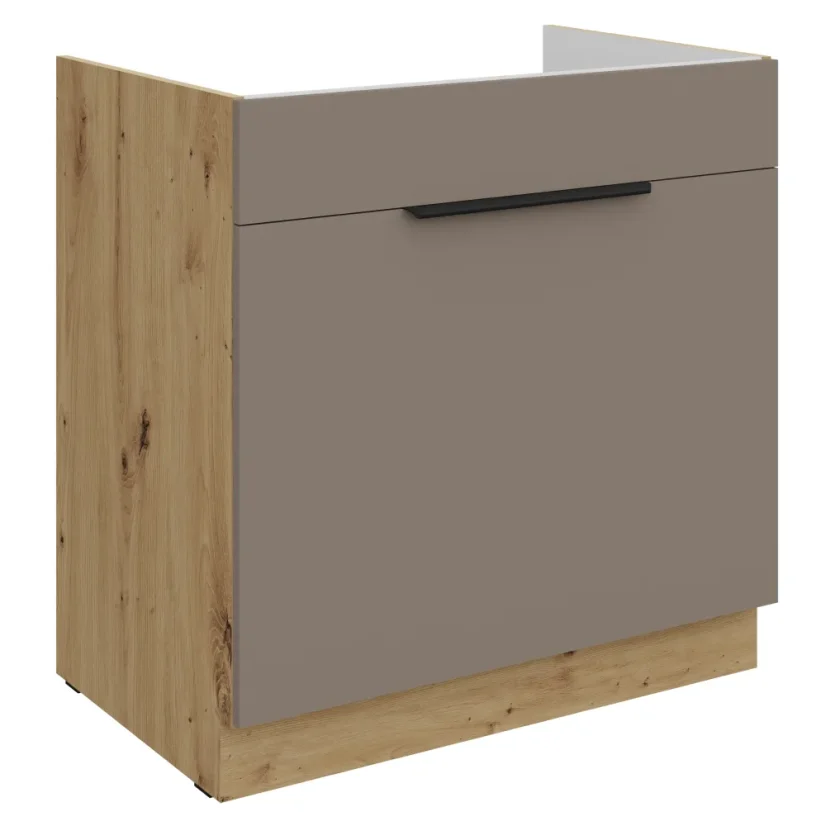 Dřezová skříňka, sandgrau/dub artisan, FRISBO 80 ZL 1S BB