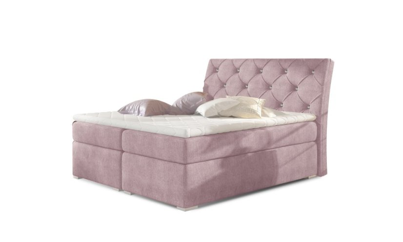 Kontinentální postel Boxspring CALVIN světle růžová - Vyberte rozměry: 180 x 200 cm