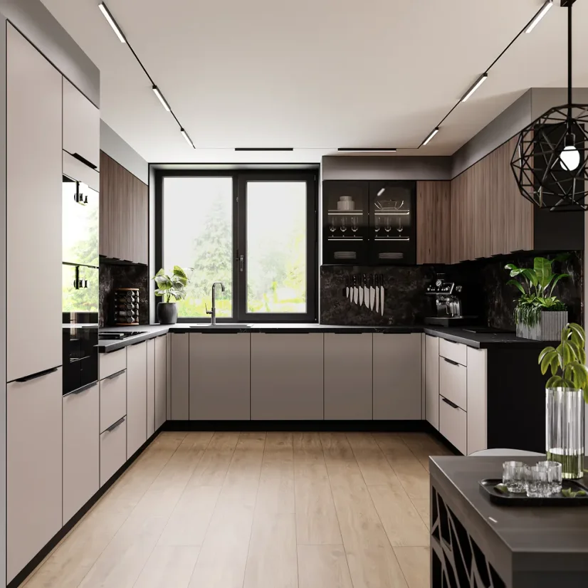 Horní rohová skříňka ARAKA 60x60 GN-72 2F, kašmír/černá
