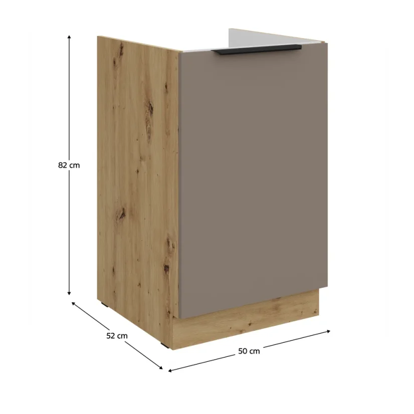 Dřezová skříňka FRISBO 50 ZL 1F BB, sandgrau/dub artisan (50 x 82) cm