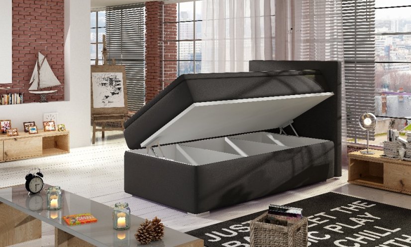 Kontinentální postel Boxspring RICCO černá 90x200cm - Vyberte rozměry: 90x200cm