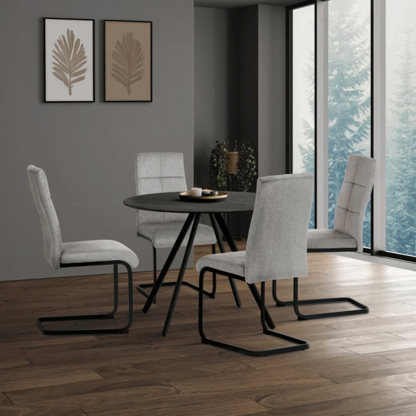 Kulatý jídelní stůl 100x100cm, lamino, šedý dub, HT-R5010 GREY