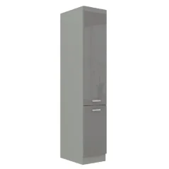 Vysoká dvoudveřová skříňka PRADO 40 DK-210, šedá vysoký lesk / šedá (40 x 210) cm