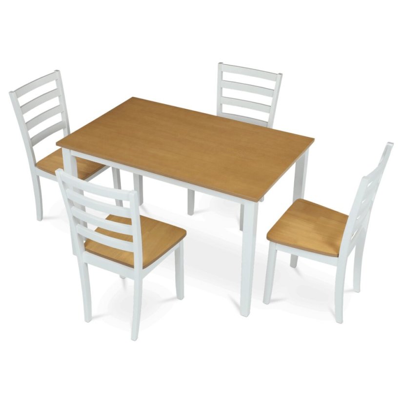 Jídelní set 1+4, rozměr stolu 120x75x75 cm, MDF, dýha, masivní nohy, moření dub