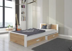 Postel ALDEX 180x80 – zlatý dub (86 x 72) cm – 2 zásuvky na lůžkoviny místo další komody