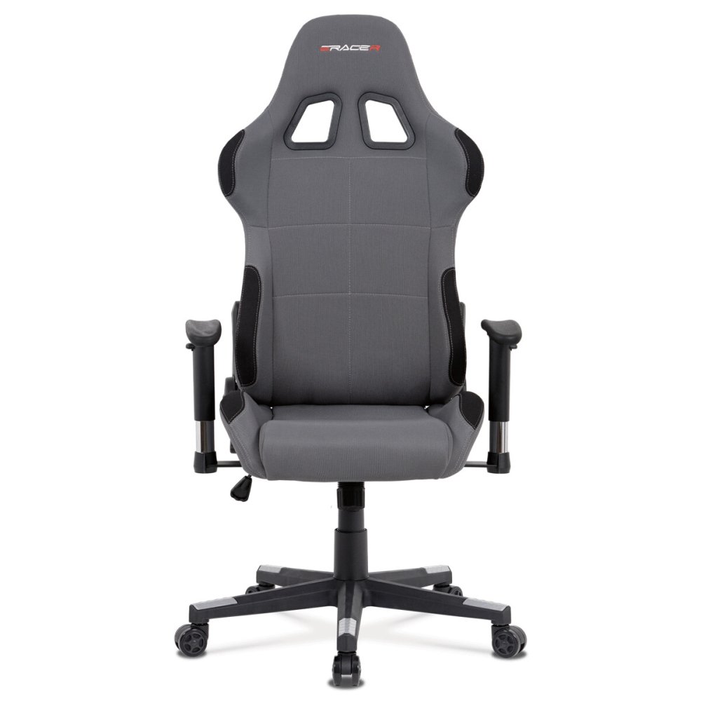 Kancelářská židle houpací mech., šedá + černá látka, plast. kříž – 130 kg