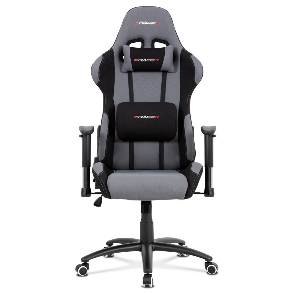 Kancelářská židle houpací mech., šedá látka, kovový kříž – 49 cm