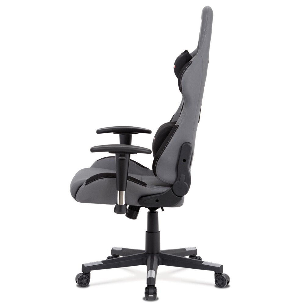 Kancelářská židle houpací mech., šedá + černá látka, plast. kříž – 67 cm