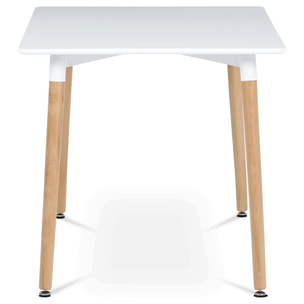Jídelní stůl 120x80x74 cm, MDF / kovová kostrukce - bílý matný lak, dřevěné nohy – 120 cm