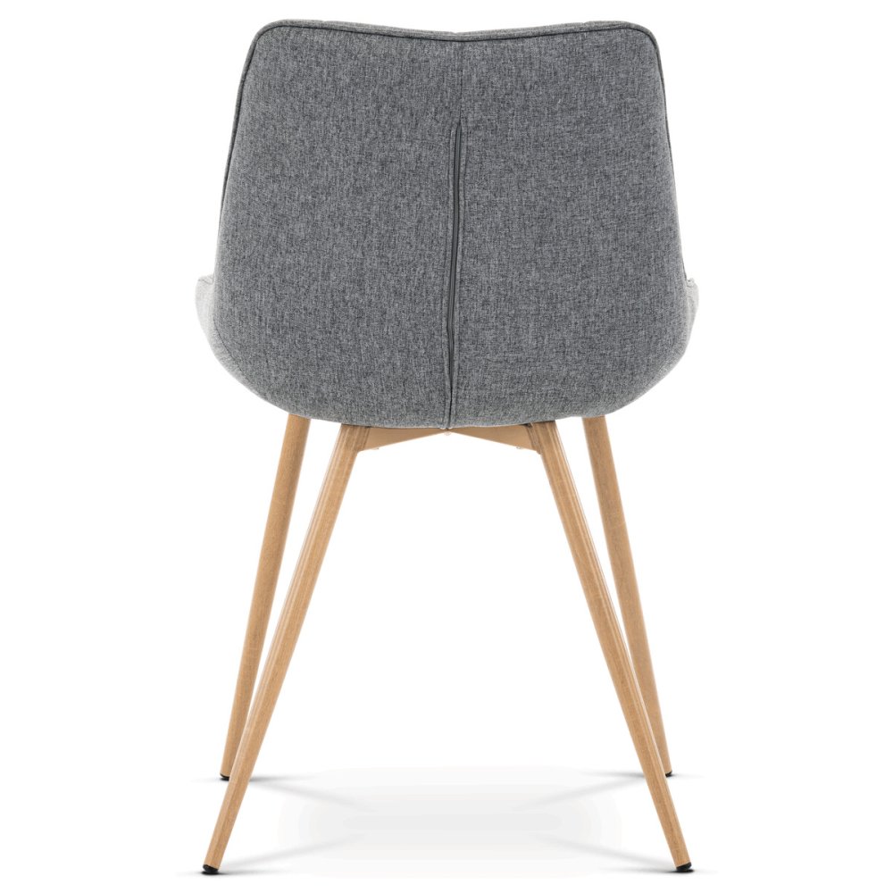 Jídelní židle, potah šedá látka, kovové nohy, 3D dekor dub – 120 kg