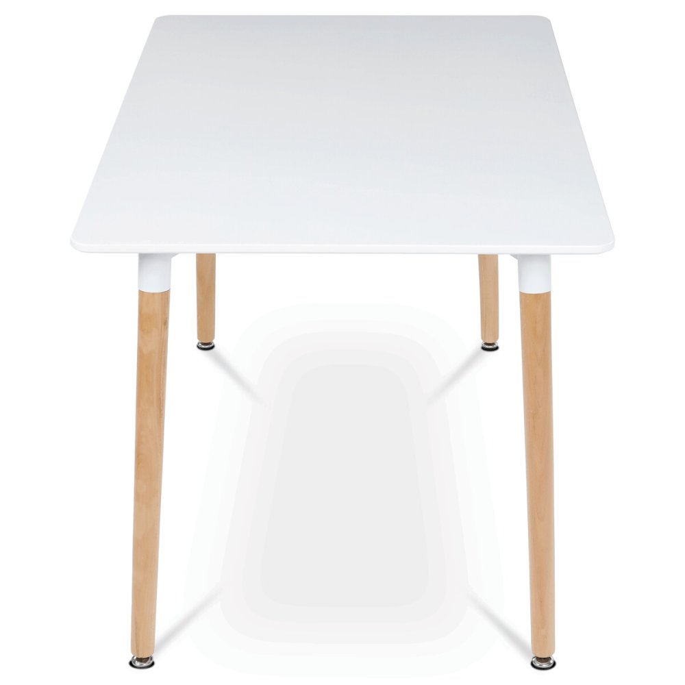 Jídelní stůl 120x80x74 cm, MDF / kovová kostrukce - bílý matný lak, dřevěné nohy – 60 kg
