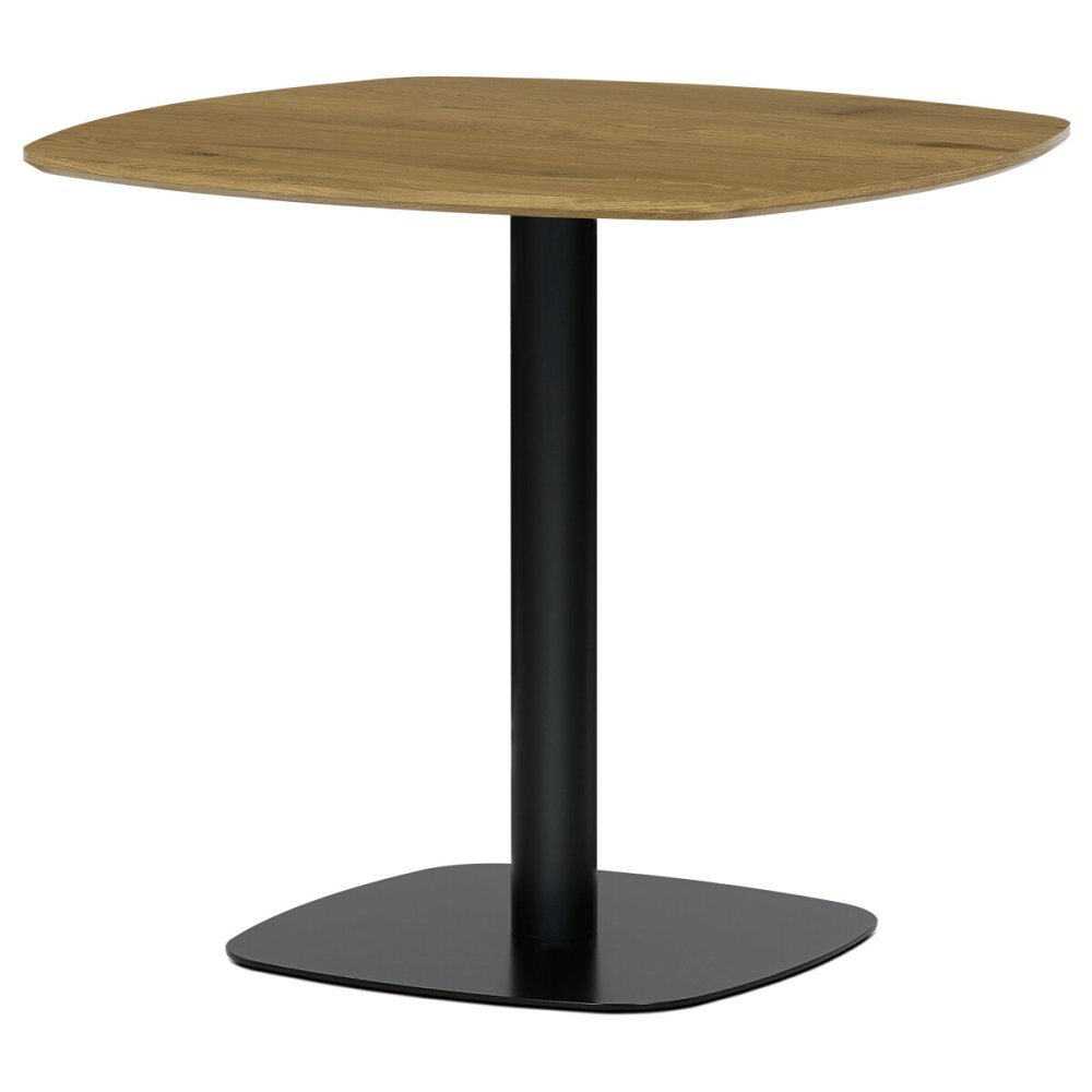 Stůl jídelní, deska MDF, dekor dub, černý kov – 71 cm