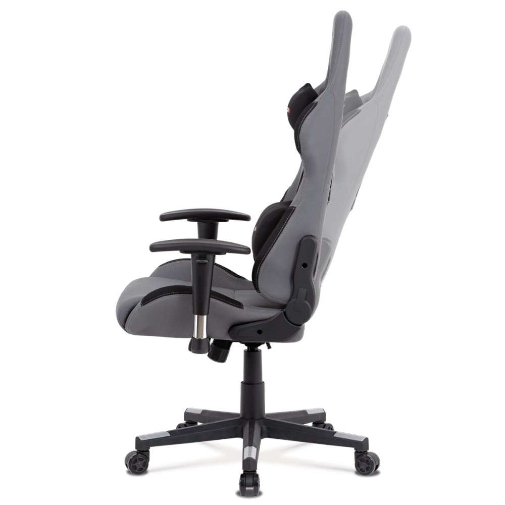 Kancelářská židle houpací mech., šedá + černá látka, plast. kříž – 47 cm